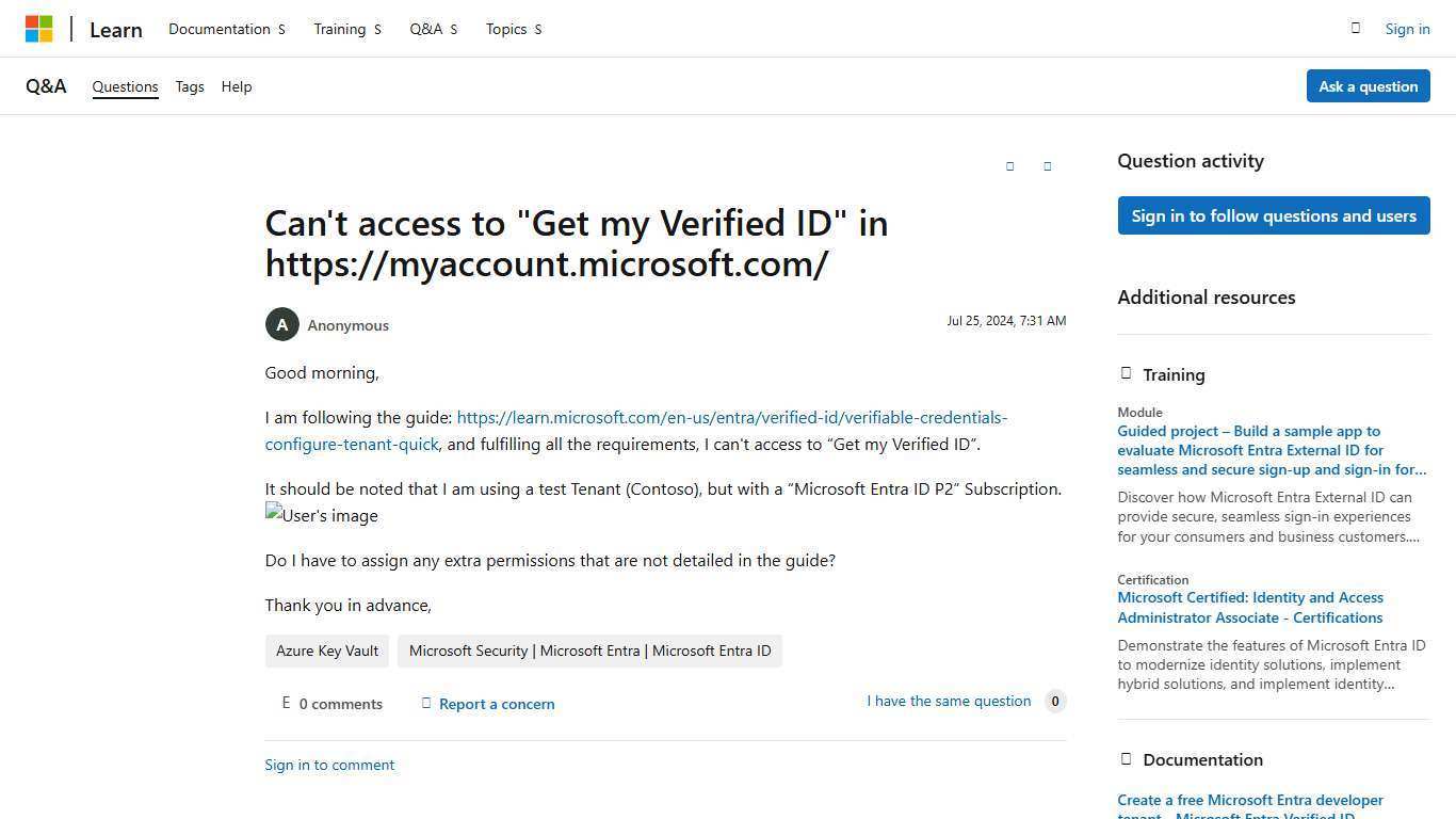Can't access to "Get my Verified ID" in https://myaccount.microsoft.com/ - Microsoft Q&A