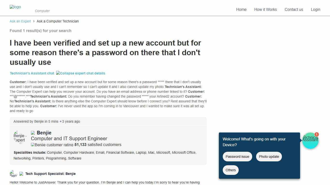 Been Verified Account Setup and Login Help | JustAnswer