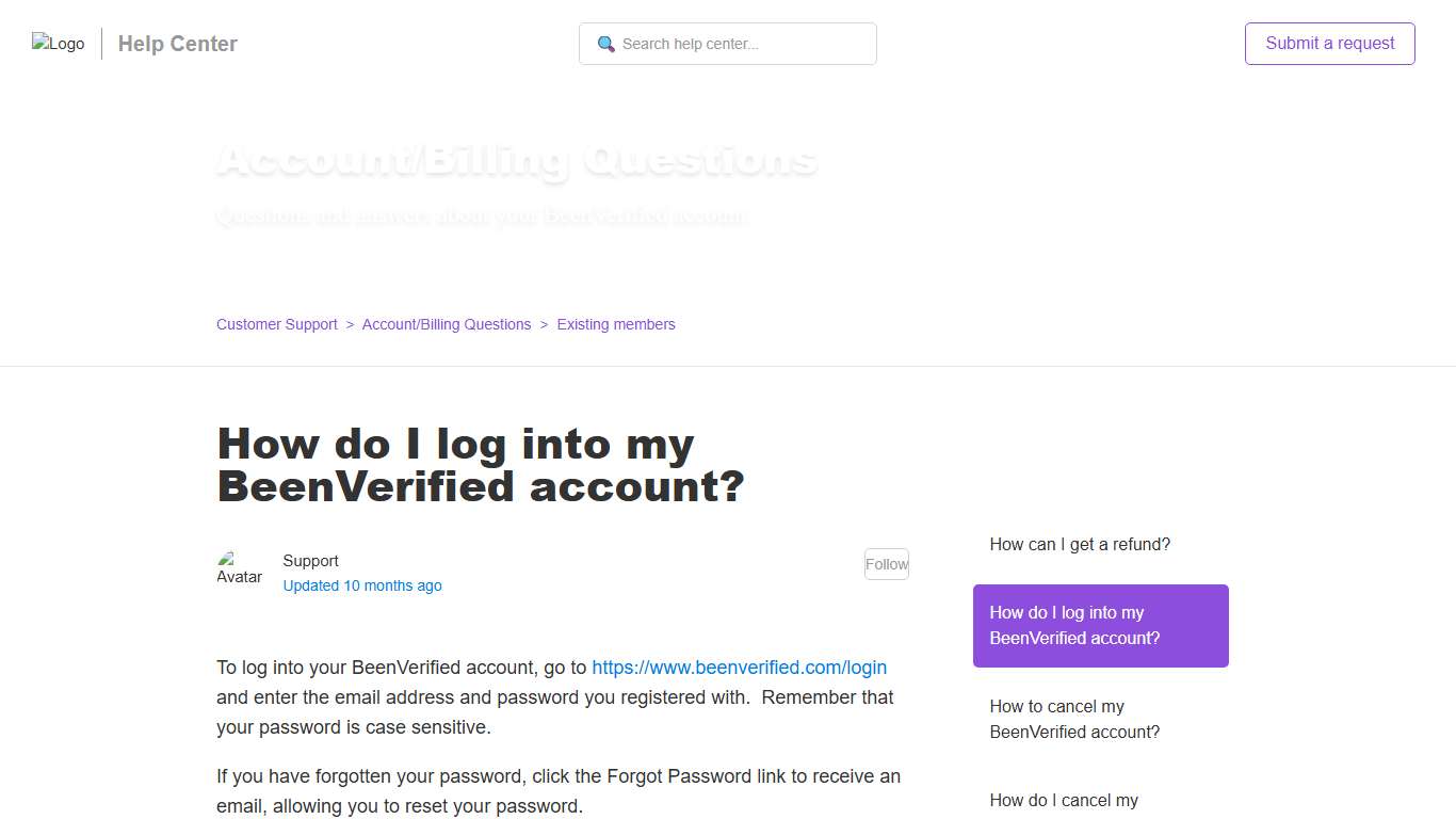 How do I log into my BeenVerified account? – Customer Support